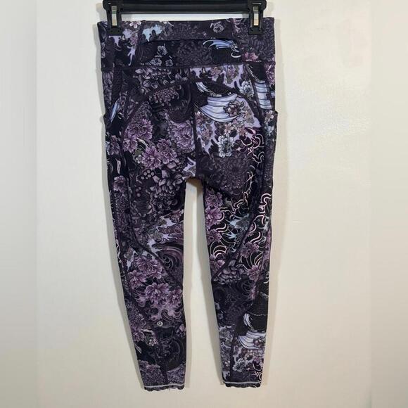 Lululemon Fast and Free Crop 23” Sz 6 Run With Heart Floral Dragon Print - Picture 2 of 8